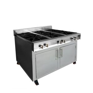 Cocina Industrial 6 hornillas con gabinete pintada JCH / Mod. CIG6G