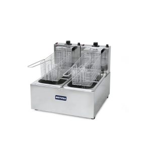 Freidora Electrica de mesa 3+3 Lts 2 cestas en Ac. Inox. Metvisa / Mod. FE3D1104